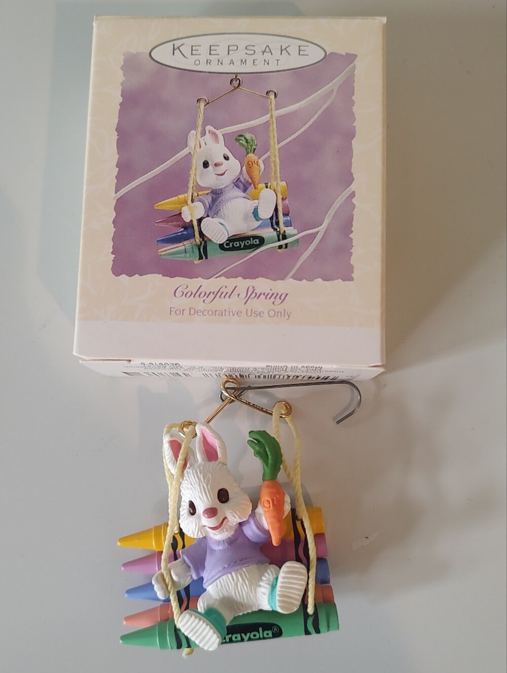 Hallmark VTG Crayola Crayon Colorful Spring Easter Ornament Rabbit Bunny 1994